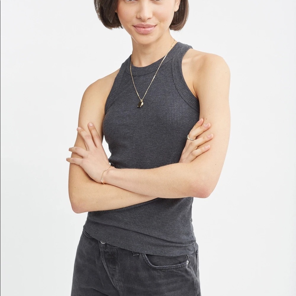 WSLY Charcoal Ribbed Tank Top